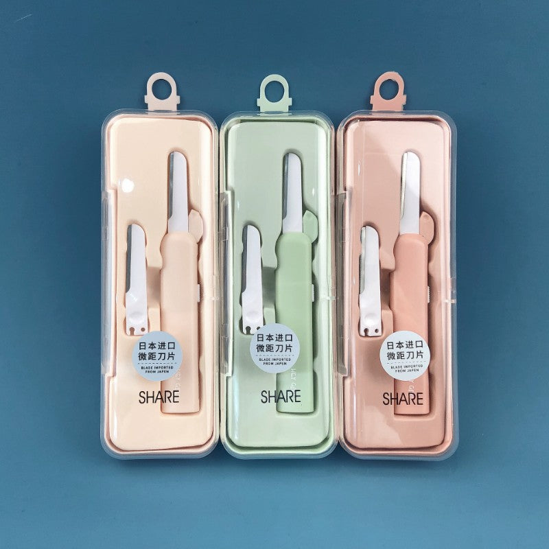 Xue belle eyebrow razor oem stainless steel eyebrow razor oem retractable foldable blade 70% off stack eyebrow razor