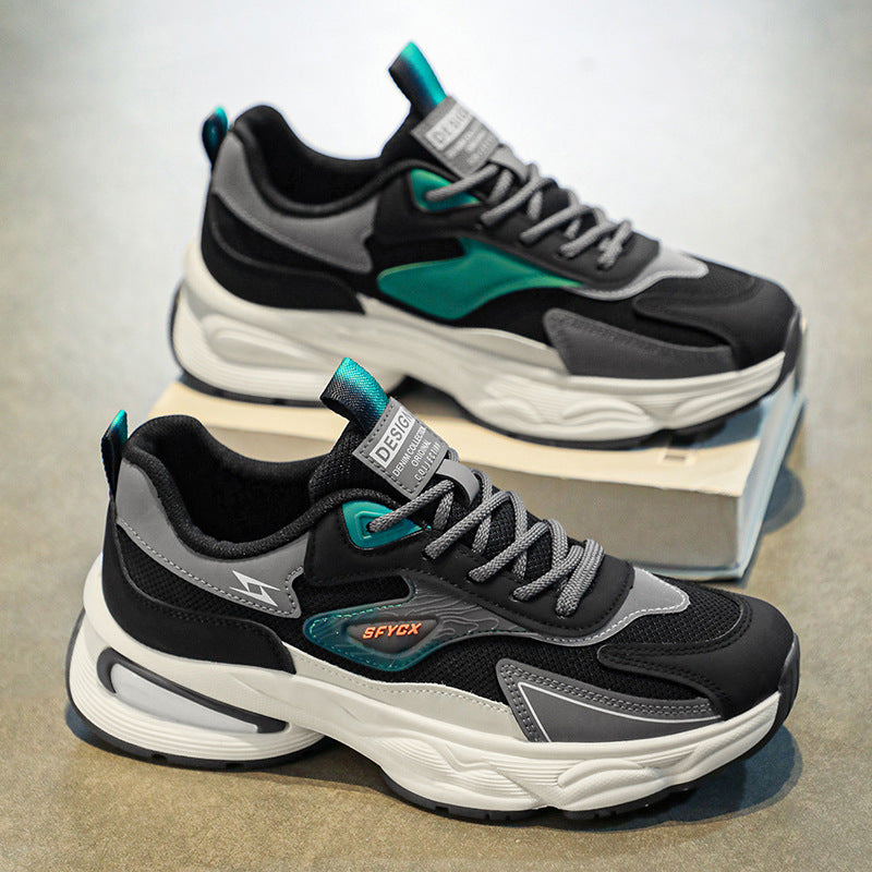 Spring breathable men's shoes 2026 new anti-odor mesh sneakers athletic casual versatile trendy chunky sole dad shoes