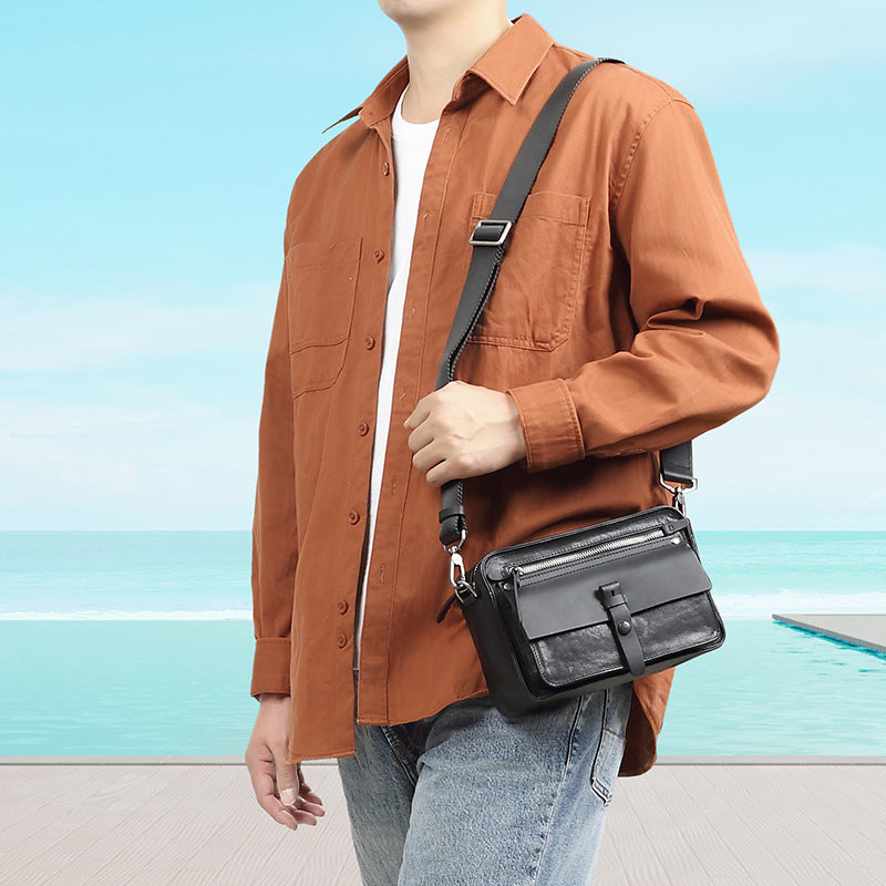 New leather men's bag horizontal casual niche men's messenger bag fashion commuter first layer cowhide men's shoulder bag
