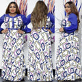 African women's clothing  european and american foreign trade plus size  socialite style high waist printed letter dress