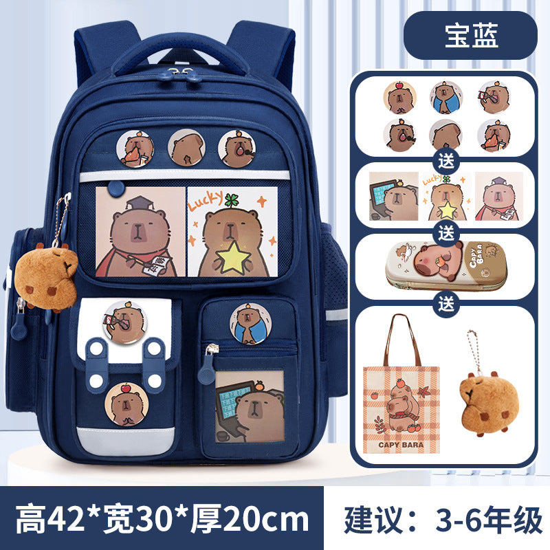 Kapibara new primary school bag, men's and women's 1-3-6 grades, light spine protection, large-capacity children's backpack