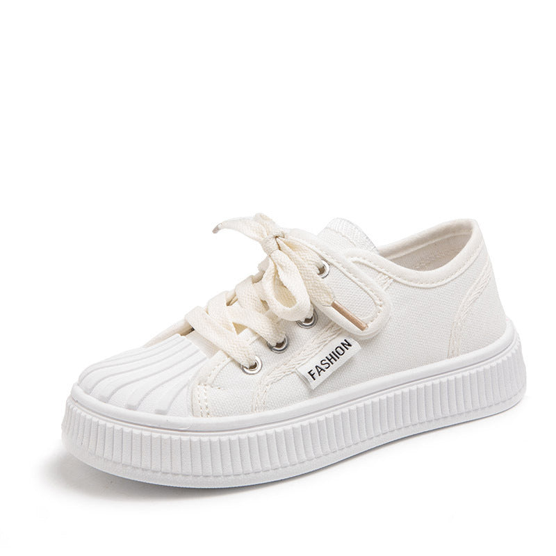 Girls' shell toe canvas shoes breathable boys' athletic sneakers  new spring/autumn kids' casual white shoes trendy