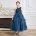 European and american export custom girls' dresses - one-shoulder, off-the-shoulder formal gowns - high-end sequin runway host/performance costumes for children