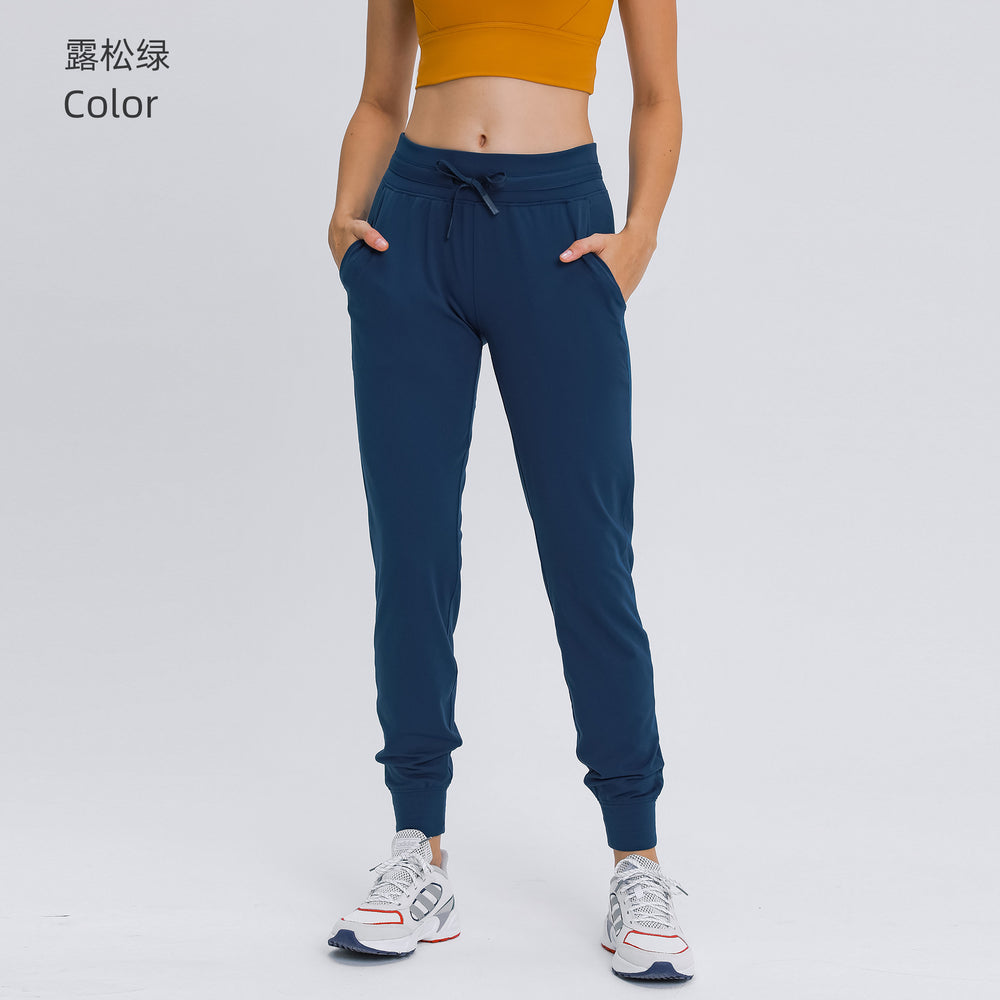 high waist yoga pants women's drawstring quick-drying elastic running fitness pants slimming look jogger pants sports pants d19069