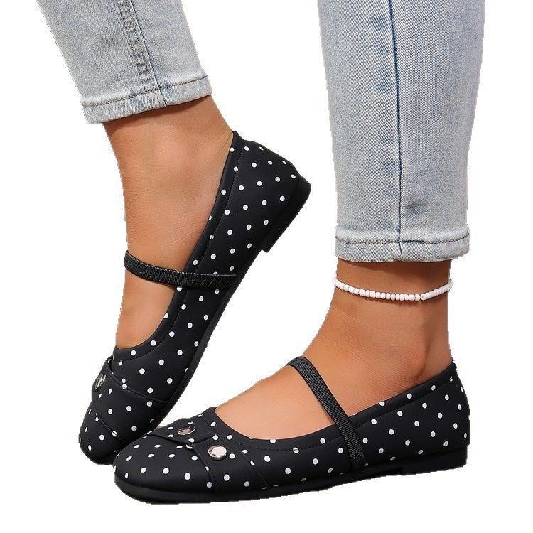 Exportplus size polka dot ballet style mary jane flats women's new arrivalautumoutwear evening shallow mouth women's flats