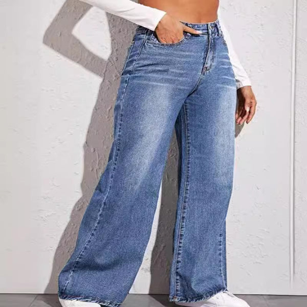 European and American   supply cat whisker horse willow wide-leg jeans women