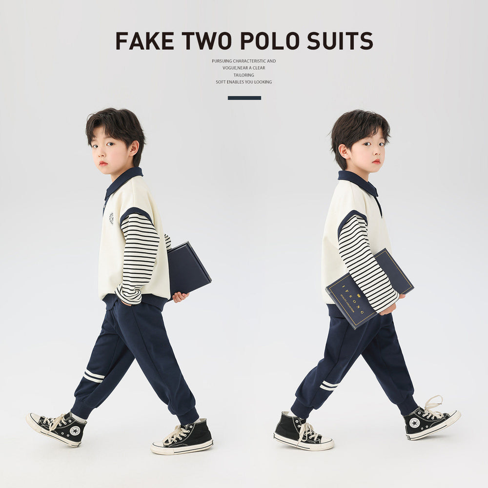 Boys' spring/autumn outfit set -  spring new arrival - baby boy sports polo set - stylish boy's clothing