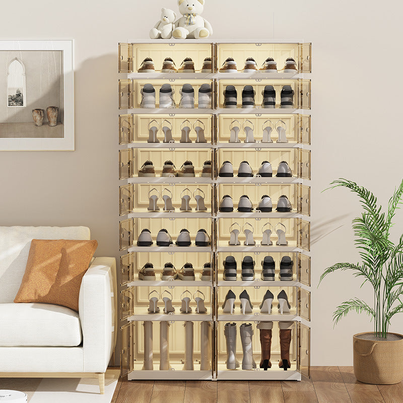 Foldable shoe box transparent no-assembly shoe cabinet shoe organizer shoe rack home entrance essential multi-layer simple space-saving