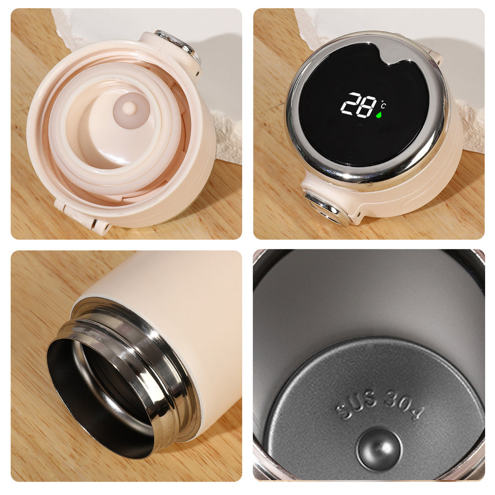 Simple pea cup female student 304 stainless steel vacuum water cup replaceable battery bounce smart thermos cup wholesale