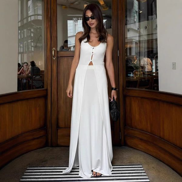 French elegant white long cardigan top long skirt two-piece set women's 2025 summer high-end skirt set