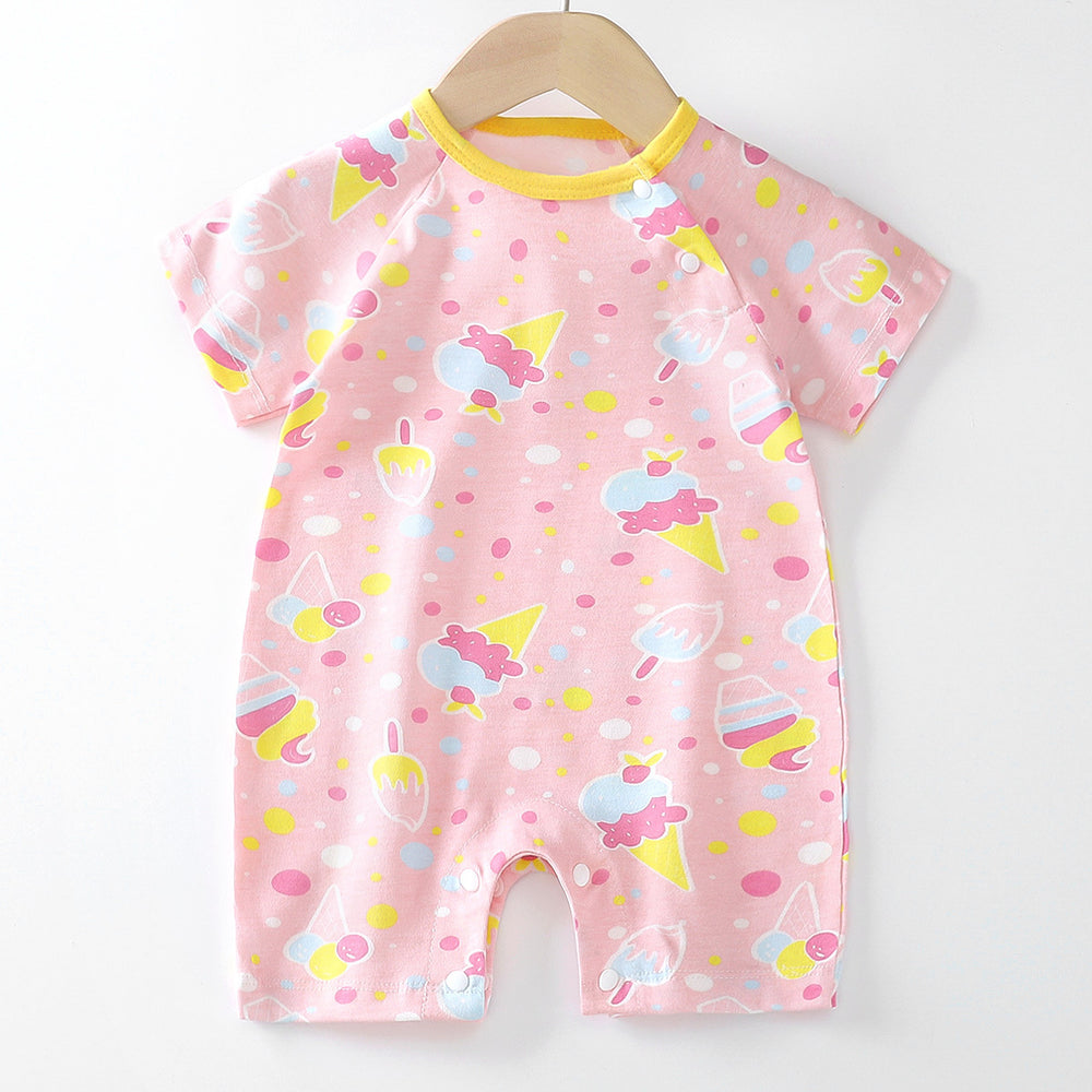 Baby clothes summer thin pure cotton air-conditioning clothes pajamas newborn baby short-sleeved onesie baby outing khaki crawling