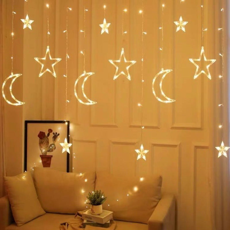 Led  star and moon lights flashing lights string lights Gypsy curtains lights birthday room decorative lights star lights