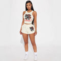 cross-border fashion positioning printed tank top and shorts casual set