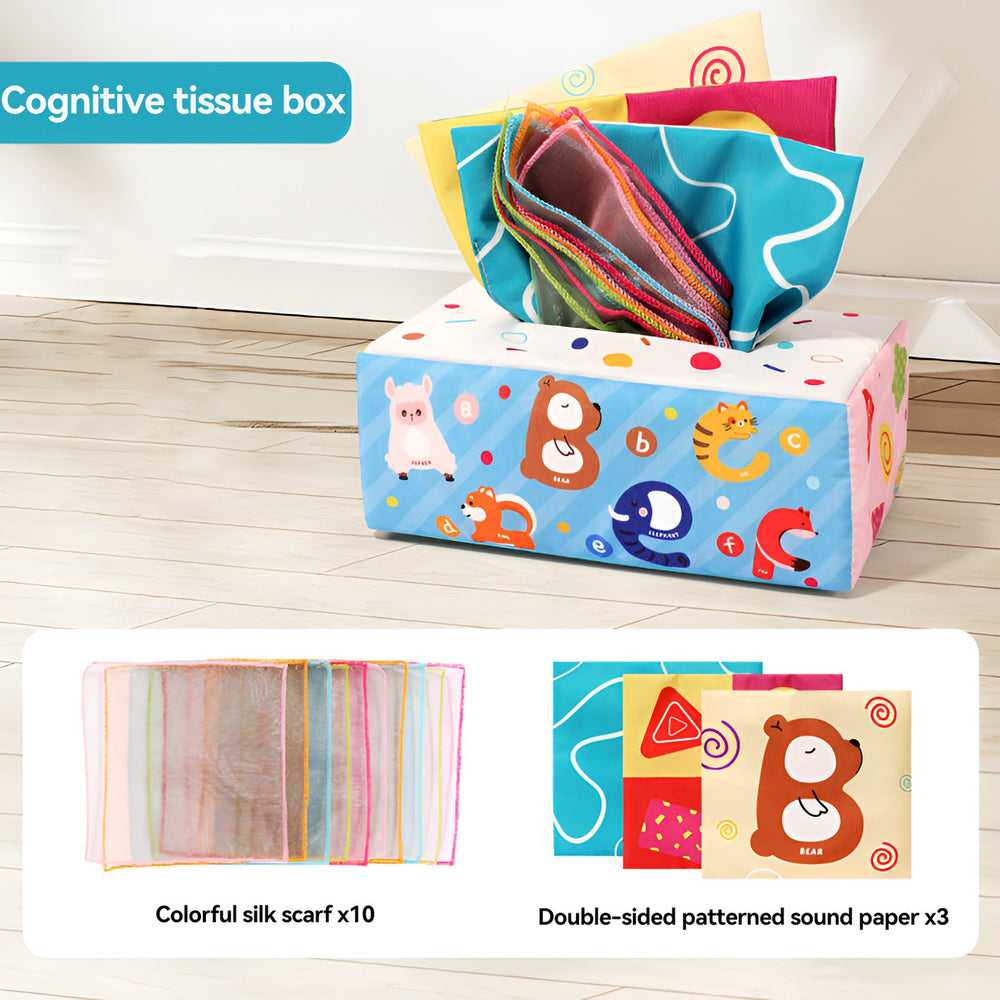 baby's tear-proof tissue box, paper pull-out, radish toy, two-in-one infant early education and soothing toy