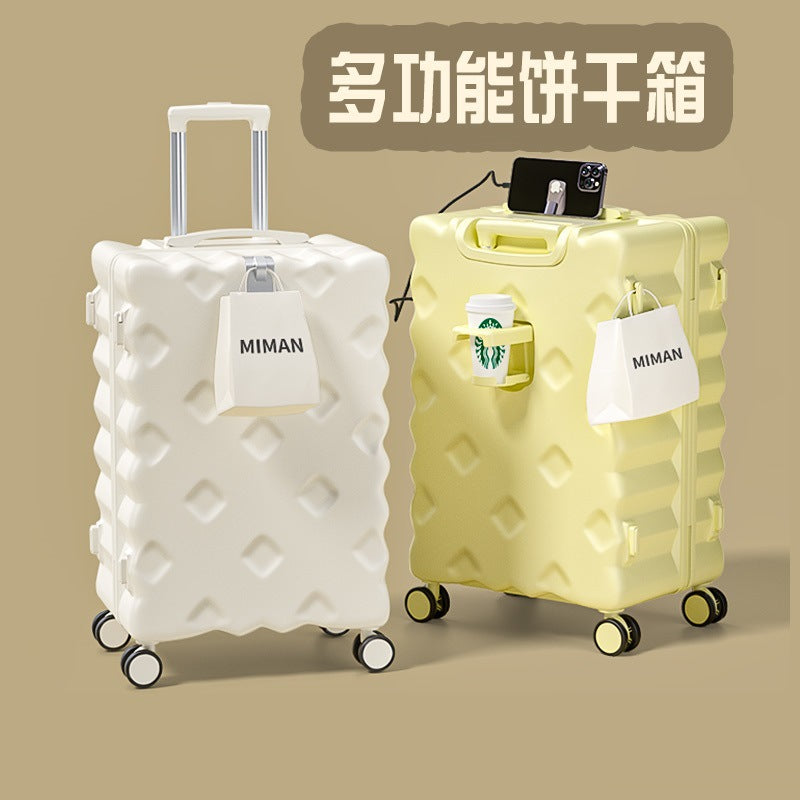 Large-capacity suitcase women's 2024 new high-value suitcase 20-inch boarding rod password leather case universal wheel