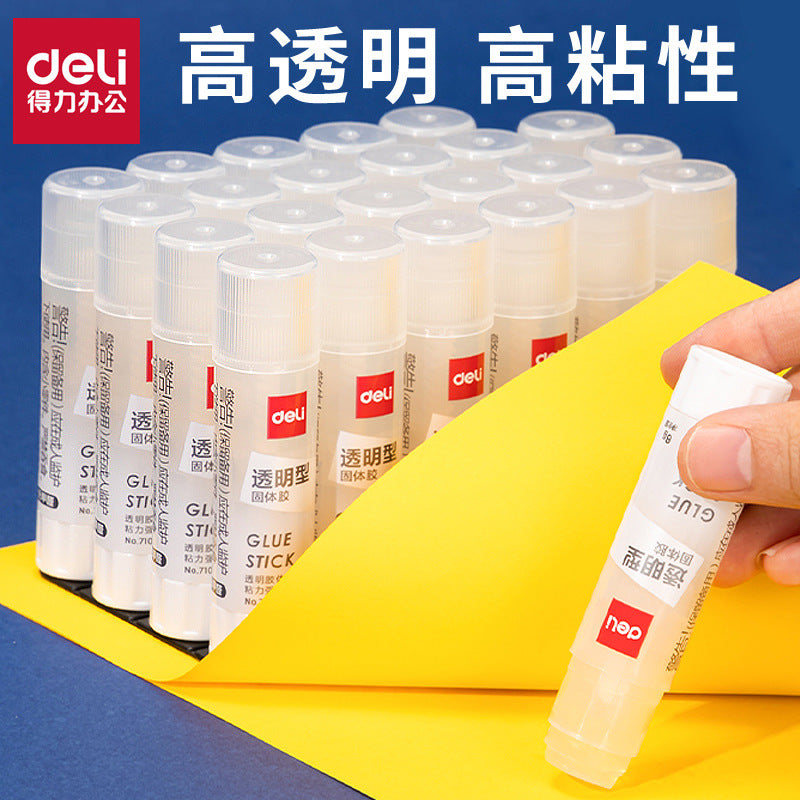 Deli 7106 small 8g transparent solid glue ACR material handmade glue stick wholesale strong stickiness student office