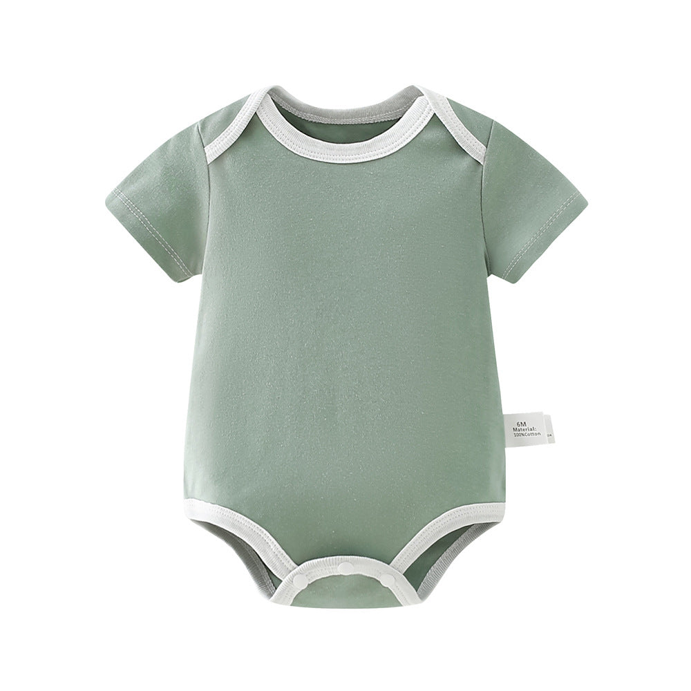 Baby romper - 100% cotton, lightweight summer style - newborn bodysuit, short-sleeve onesie, open-back design for summer