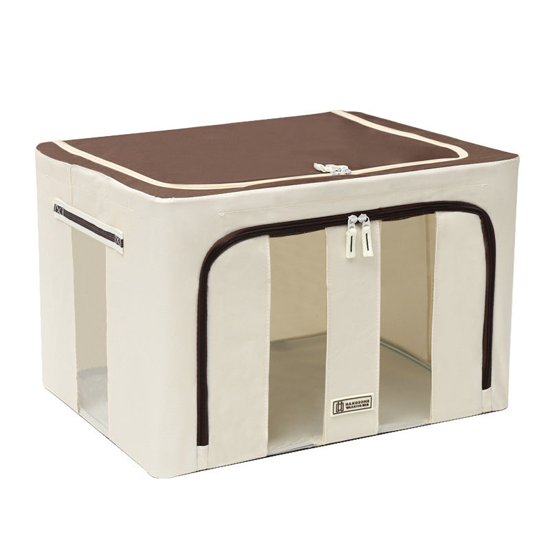 Household thickened Oxford cloth storage box Fabric foldable clothing quilt toy makeup dust-proof steel frame Baina box