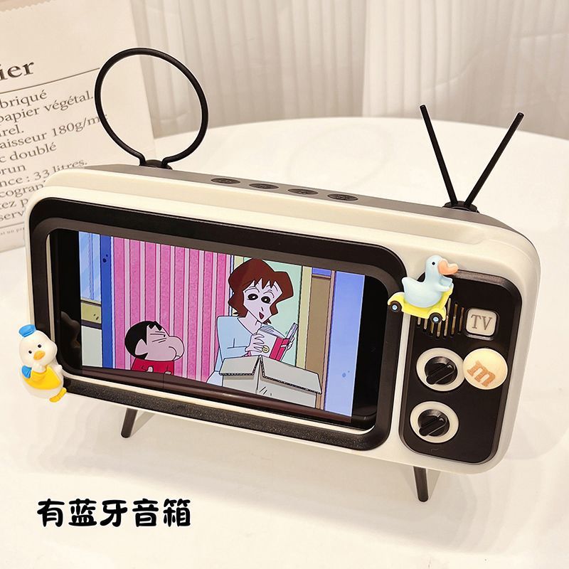 Vintage tv speaker - cute cartoon bluetooth speaker with phone stand - perfect for students & streaming