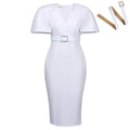 D623 european and american new style dress plus size women's elegant commute slimming v-neck cape foreign trade dress