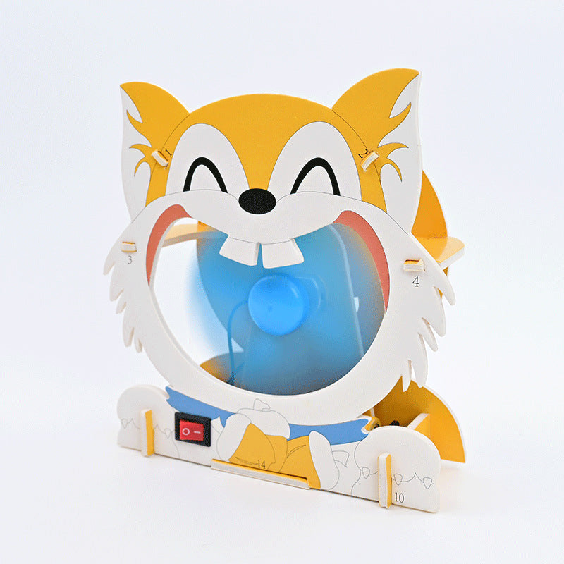 KT board electric fan, cartoon puzzle technology small production, primary school students science and technology festival manual science experiment material package