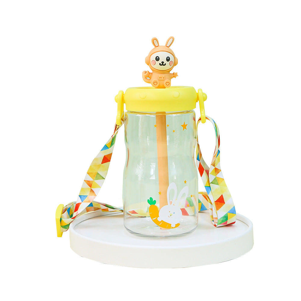 Cartoon baby straw cup food grade tritan kids water bottle tumbler large capacity drinking cold brew cup