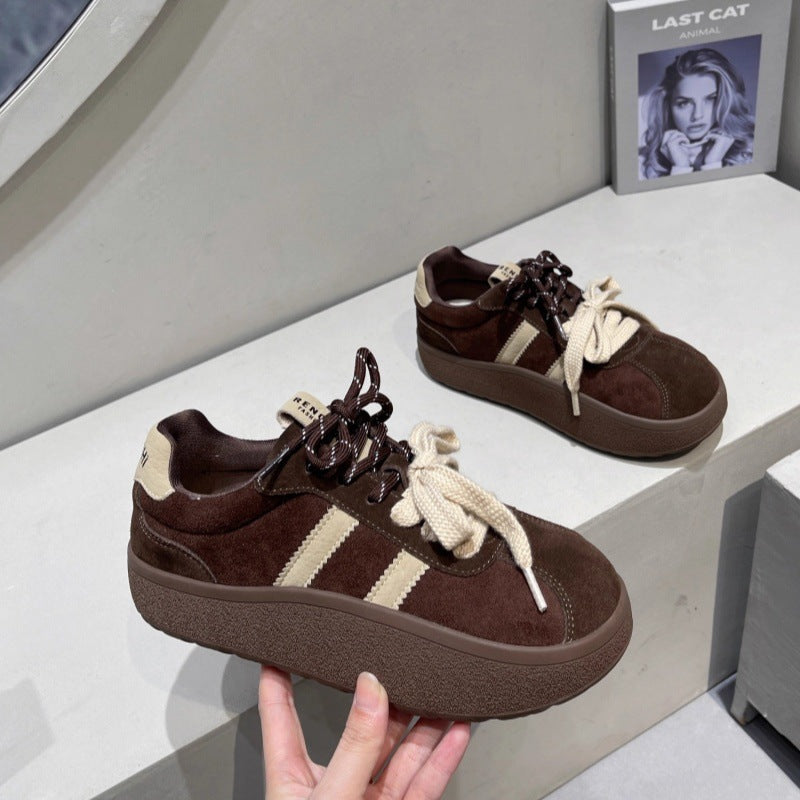Fashionable retro german army trainers (gats) for women, spring 2026 new collection: suede, chunky sole, platform, casual, versatile, non-slip sneakers