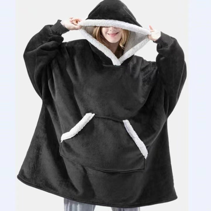 barcode pullover fleece pajamas heattech tv blanket outdoor cold-proof nightgown couple wear sweatshirt fleece heattech