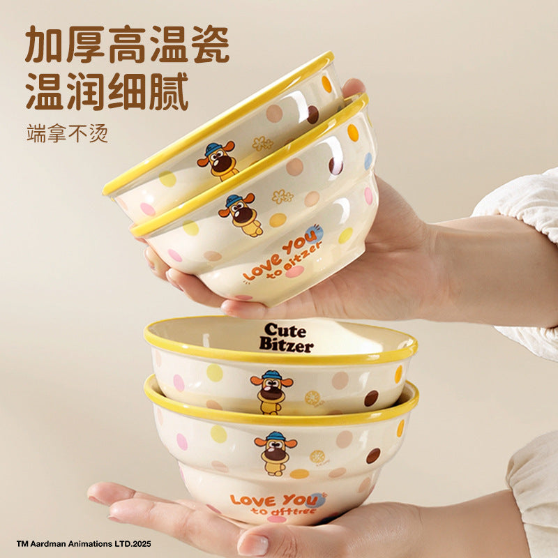 Shaun the sheep bowl and plate tableware suitfor home cartoon bowl high-looking ceramic bowl plate soup bowl small rice bowl