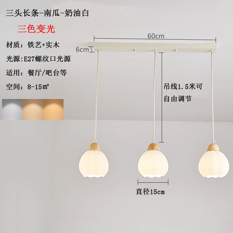 French Cream Wind Pumpkin Chandelier Designer Bar Lighting Simple Modern Creative Dining Table Art Restaurant Lights