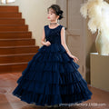 European and american custom girls' formal dress - deep v-back, puffy princess style, children's cake dress, ages 3-6