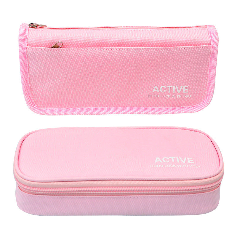 Personalized pencil bag custom simple children's canvas Korean version large-capacity pencil bag primary school students multi-functional double-layer stationery bag