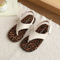 Trendy ins-style flat sandals solid color flip-flops girls' summer outdoor wear leopard print slides thong sandals girls' shoes