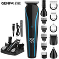 Electric hair clipper grooming kit with lcd display - includes nose hair trimmer, hairdressing clipper, rechargeable shaver, and bald head shaving attachment - multifunctional