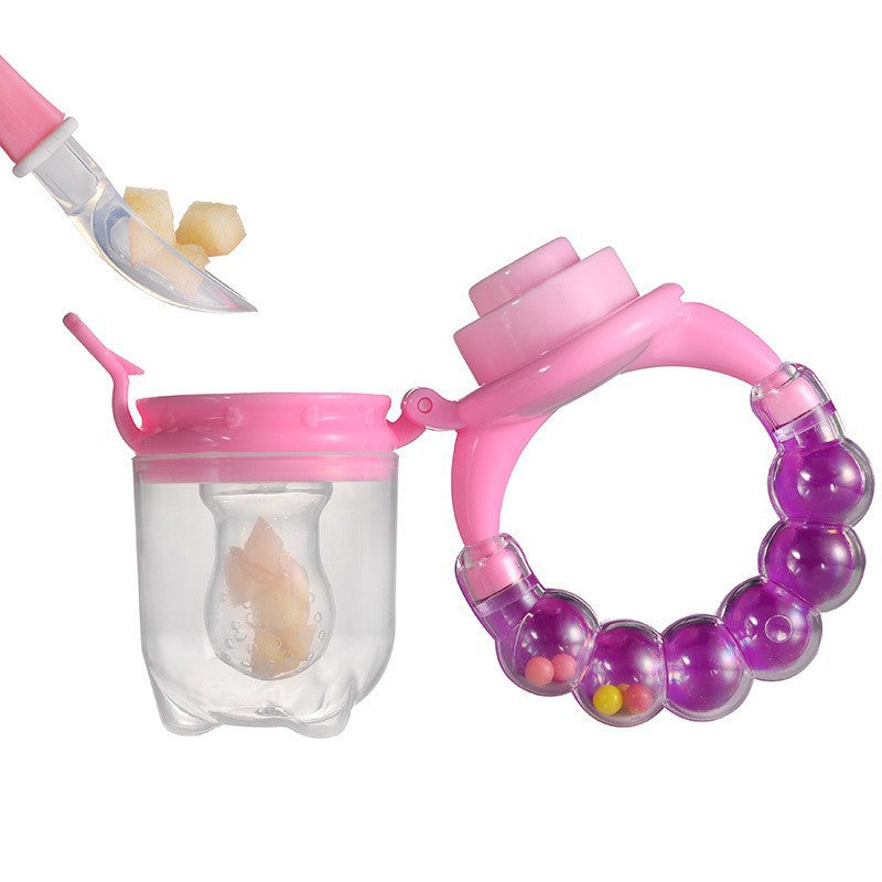 English card baby bite music silicone mesh bag pacifier bell sound fruit and vegetable music fruit food supplement device