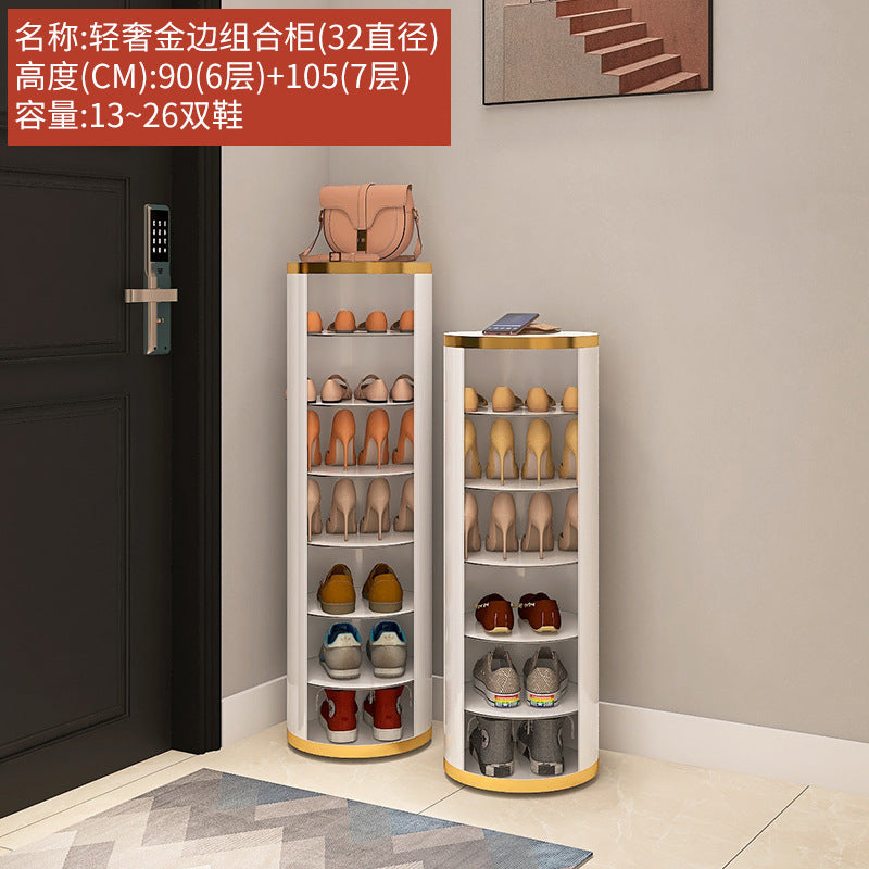 Rotating shoe cabinet household door 2025 new entry entrance entrance steel round multi-layer disinfection shoe rack