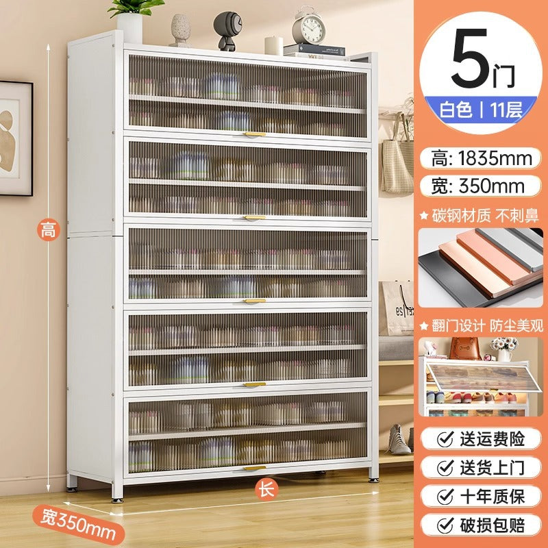 Household steel shoe cabinet dust-proof and moisture-proof shoe rack door all-in-one cabinet multi-layer floor-standing storage cabinet large-capacity storage cabinet