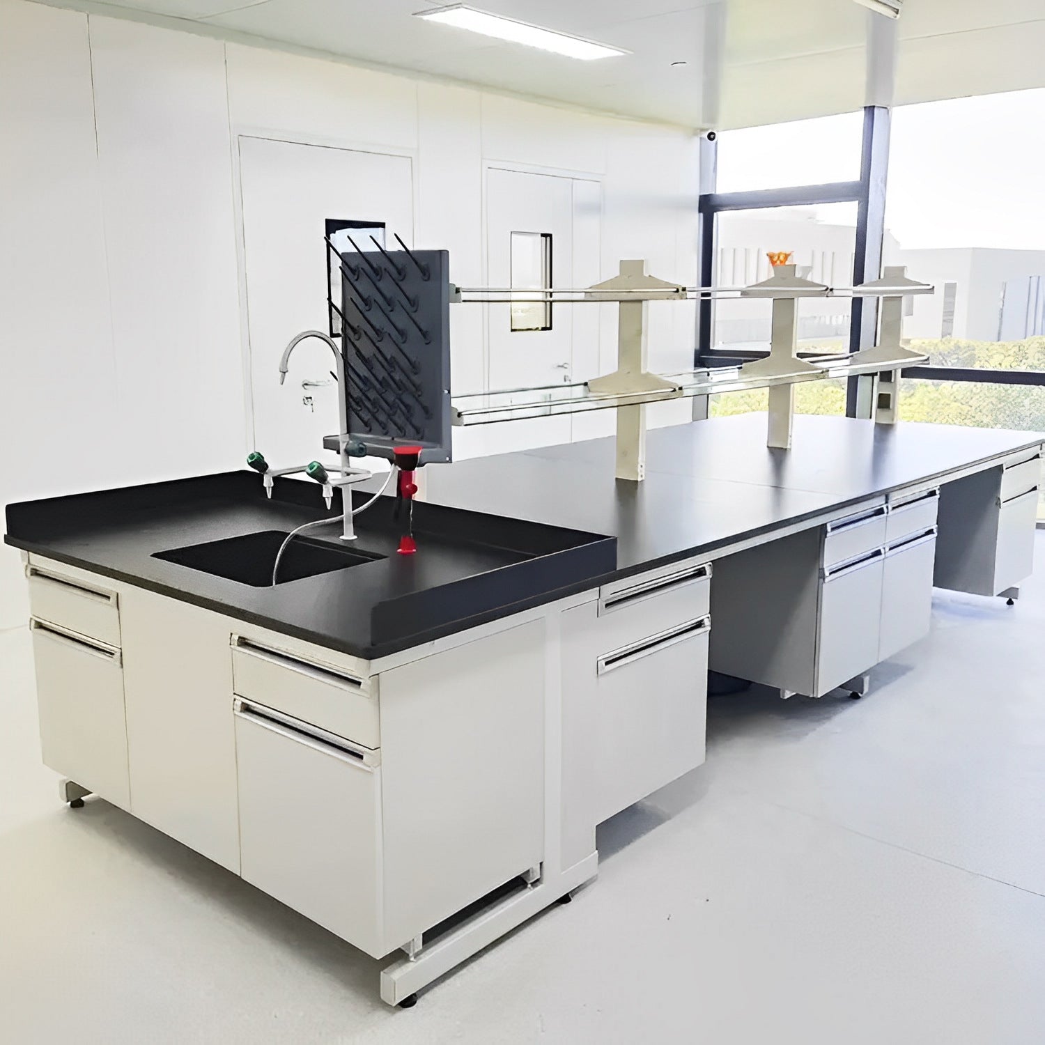Laboratory workbench All-steel central bench Steel and wood side bench Laboratory PP operation bench School chemistry room experimental bench