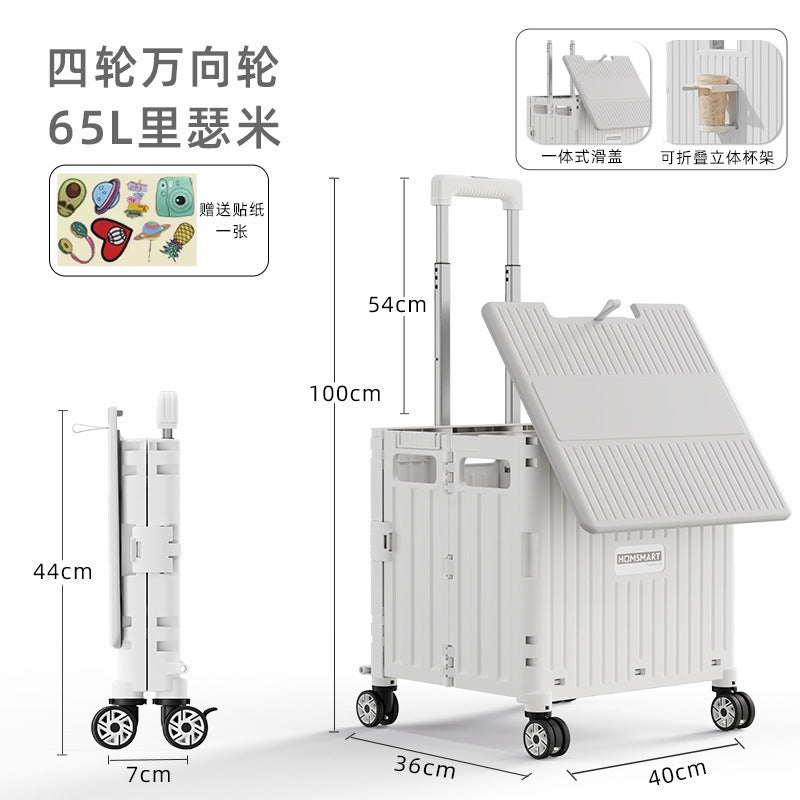 Folding trolley - lightweight rolling cart for shopping, snacks, storage, mobile camping, portable grocery shopping, and express delivery pickup