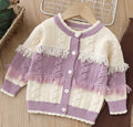 Girls' knit sweater and pants set - new autumn/winter  collection - handmade floral detail, cardigan sweater and pants outfit for little girls