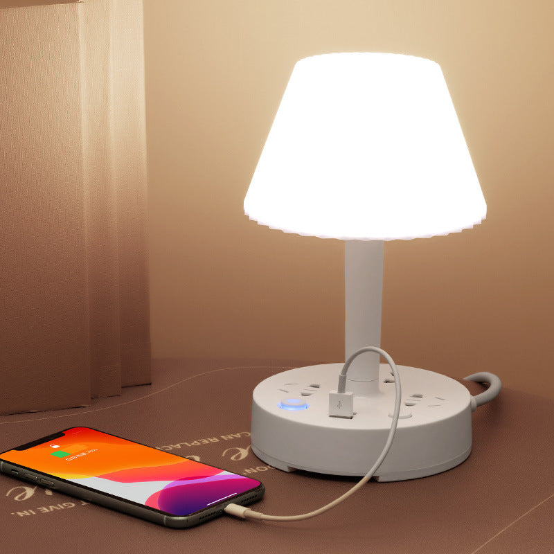 Multifunctional remote control desk lamp socket with usb, creative led student eye protection lamp for dormitory bedroom bedside