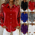 new arrival: gold velvet patchwork sequin long-sleeve shirt