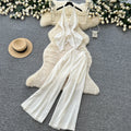Light luxury work clothing style halter vest loose pantstwo-piece set women's summer big backless waist slimming lookfashionsuit