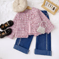 Girls' chic blouse - spring/autumn collection - korean style pink trendy light luxury baby cardigan