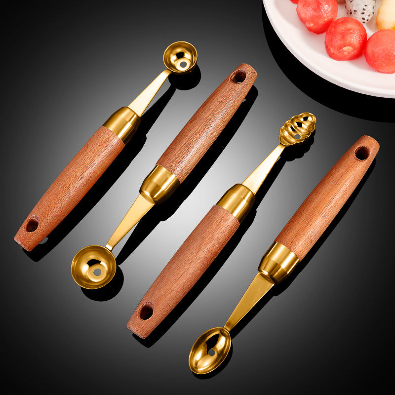 304 Stainless Steel Ball Digger Watermelon Spoon DIY Fruit Platter Round Spoon Carving Spoon Ball Digger Ice Cream Spoon