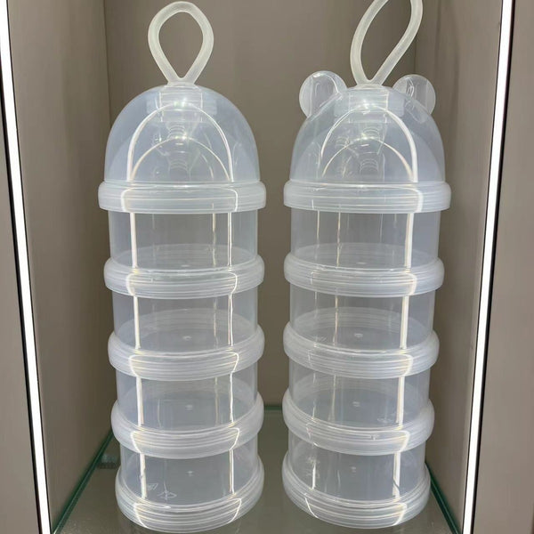 Transparent baby three-layer four-layer milk powder box, independent layered milk powder compartment, children's portable rotating milk powder box
