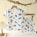 New children's summer pajamas & loungewear set - pure cotton, lightweight, hollow-out design, perfect for air-conditioned rooms - girls' two-piece set