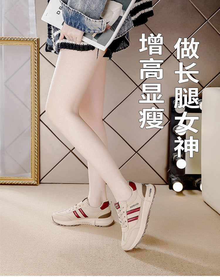 plus size leather sneakers for women - versatile, spring/autumn 2025 collection, running, flat, non-slip, fashionable casual shoes