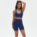 seamless knitting high-elastic tight sexy yoga suit cross-shaped back running fitness two-piece set
