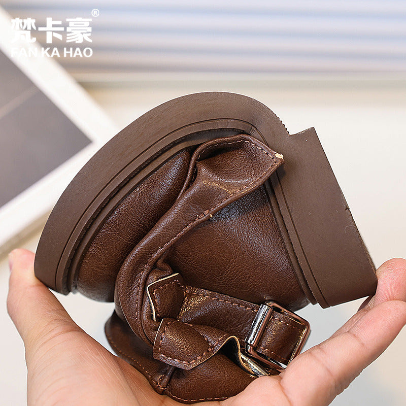 Vancahao girlfashion boots fall and winternew arrivalk-stylekids british styleboots two cotton trouser leather